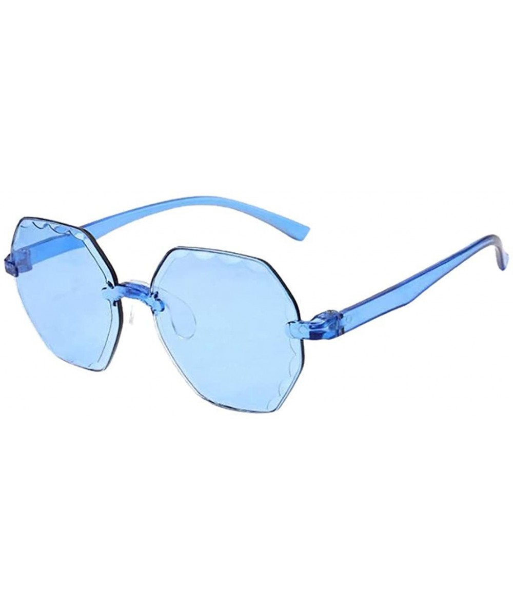 Rimless Unisex Fashion Rimless Multilateral Sunglasses Jelly Sunglasses - Blue - C11903XNNEX $20.56