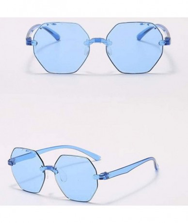 Rimless Unisex Fashion Rimless Multilateral Sunglasses Jelly Sunglasses - Blue - C11903XNNEX $20.56