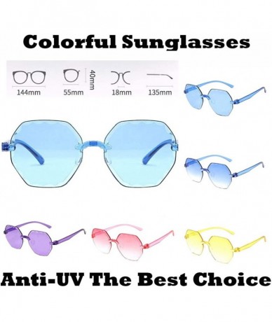 Rimless Unisex Fashion Rimless Multilateral Sunglasses Jelly Sunglasses - Blue - C11903XNNEX $20.56