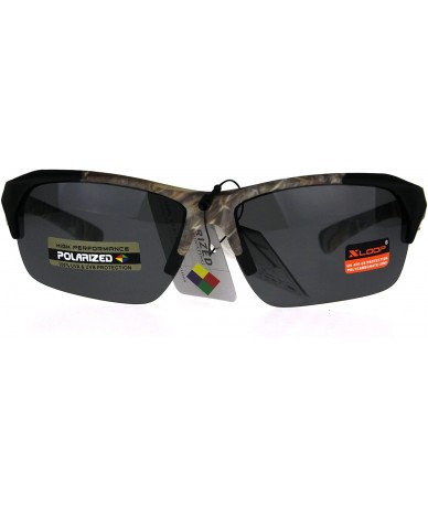 Wrap Xloop Polarized Lens Sunglasses Mens Half Rim Soft Matted Camouflage - Beige Camo - C61802MWZU2 $23.75