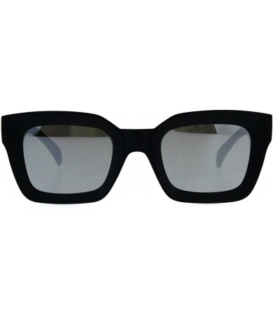 Rectangular Womens Mod Thick Horn Rim Mirror Lens Plastic Boyfriend Sunglasses - Black Mirror - C218CIAEIWT $18.19