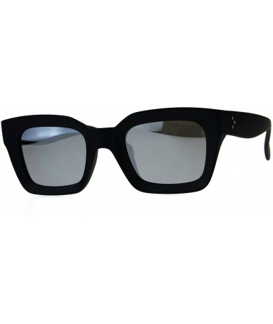 Rectangular Womens Mod Thick Horn Rim Mirror Lens Plastic Boyfriend Sunglasses - Black Mirror - C218CIAEIWT $18.19