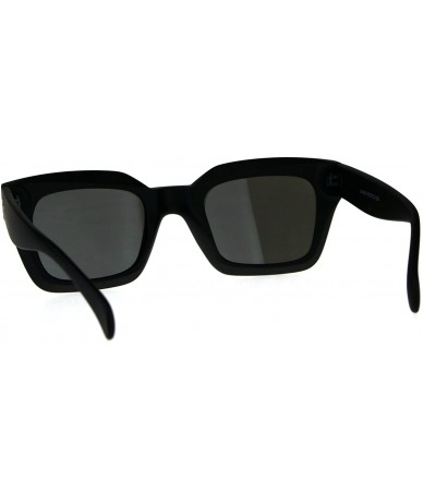 Rectangular Womens Mod Thick Horn Rim Mirror Lens Plastic Boyfriend Sunglasses - Black Mirror - C218CIAEIWT $18.19