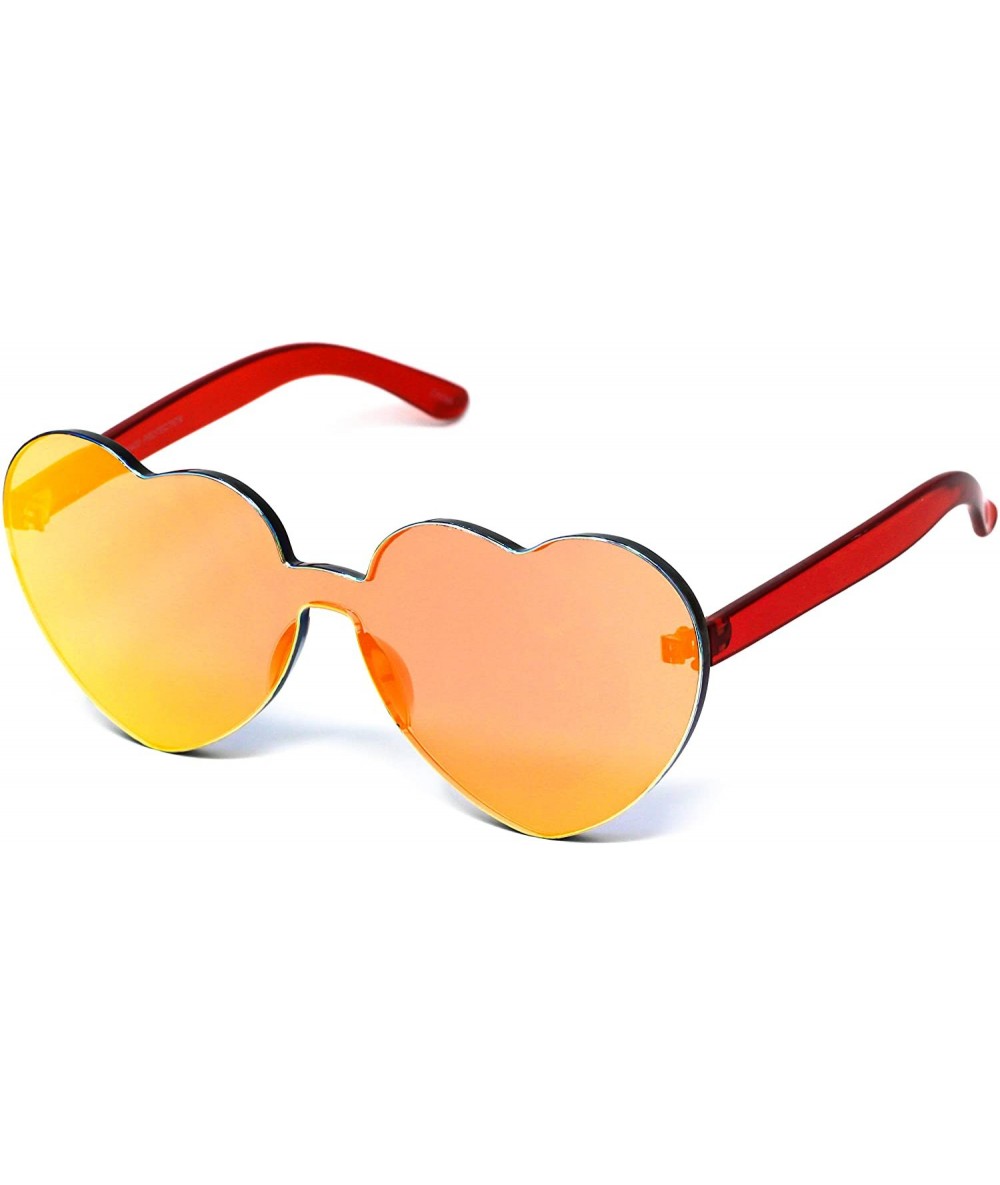 Rimless Love Candy Color Heart Shape Sunglasses For Women Rimless Frame Colorful Mirror Tinted Lens Glasses - C1180W2QH3U $18.20