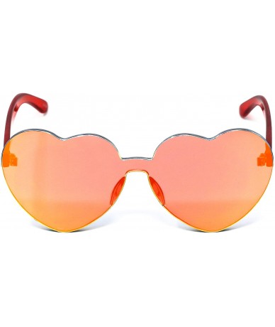 Rimless Love Candy Color Heart Shape Sunglasses For Women Rimless Frame Colorful Mirror Tinted Lens Glasses - C1180W2QH3U $18.20