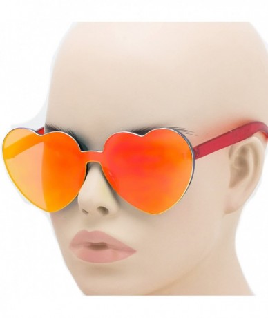 Rimless Love Candy Color Heart Shape Sunglasses For Women Rimless Frame Colorful Mirror Tinted Lens Glasses - C1180W2QH3U $18.20