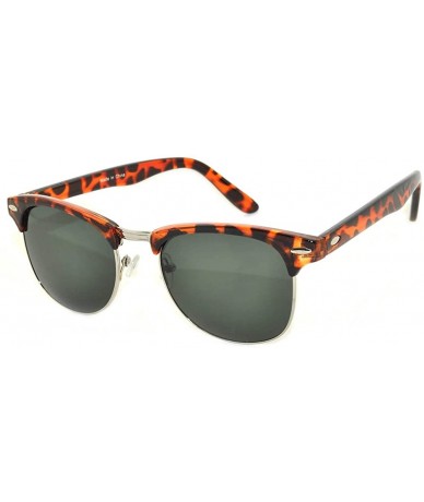 Rimless Classic Half Frame Horned Rim Sunglasses Colorful Lens Retro Stylish - 1leopard-silver Green - C111QDTDCXB $18.21