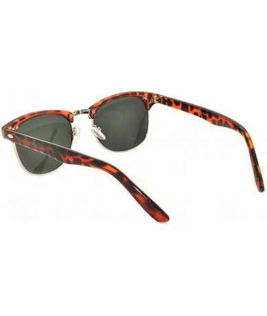 Rimless Classic Half Frame Horned Rim Sunglasses Colorful Lens Retro Stylish - 1leopard-silver Green - C111QDTDCXB $18.21