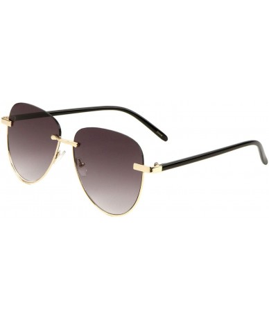 Oval Elegant Rimless Retro Classic Aviator Sunglasses - Gold Metallic Black Frame - CZ18WDWCZZI $23.84