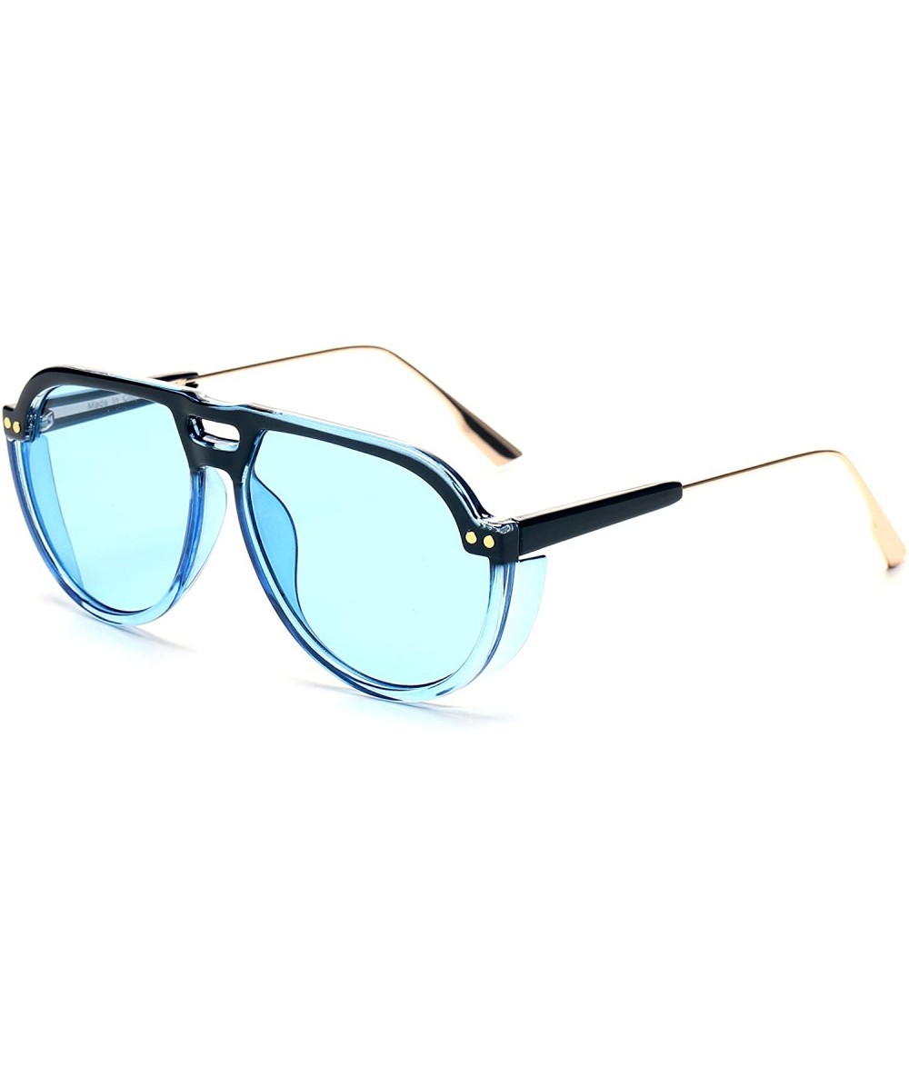 Aviator Aviator Fashion Designer Sunglasses for Men Women with UV Protection - Blue - CR18LRKZ790 $19.80