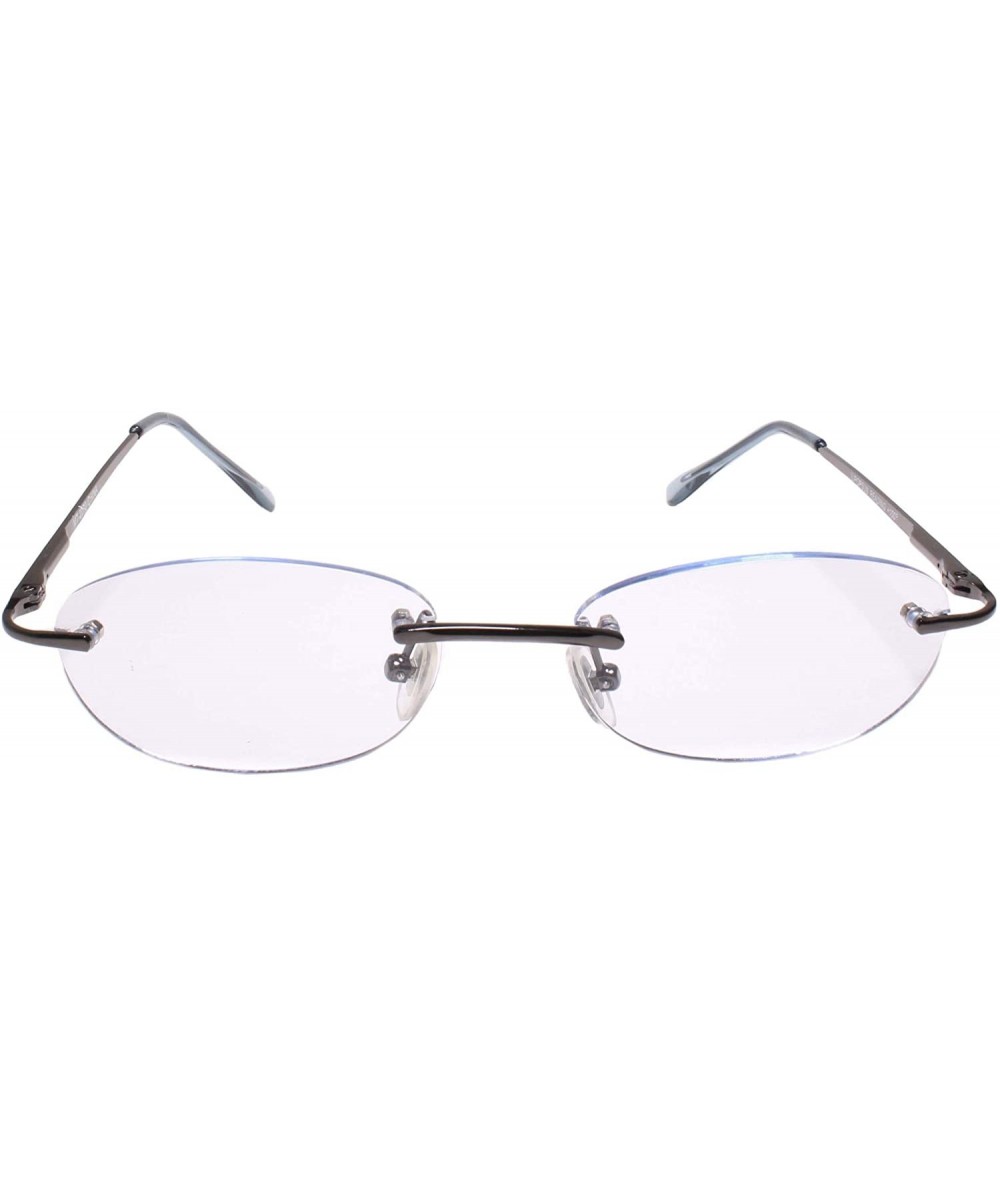 Oval Womens Mens Oval Blue Tinted Lens Rimless 2.00 Reading Sun Glasses - MODEL2070 - CM193HQHYYU $31.34