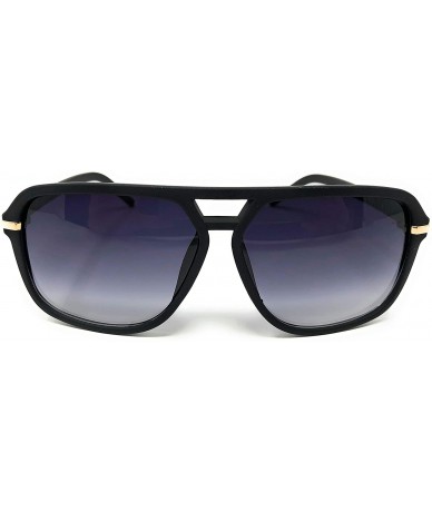 Square Adult Size 70's Style Plastic Aviator Sunglasses - Black Rubberized- Smoke - CI18KKQTNXO $18.02