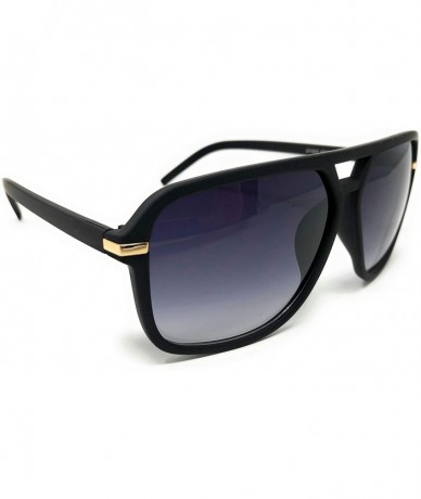 Square Adult Size 70's Style Plastic Aviator Sunglasses - Black Rubberized- Smoke - CI18KKQTNXO $18.02