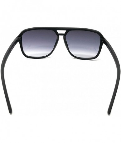 Square Adult Size 70's Style Plastic Aviator Sunglasses - Black Rubberized- Smoke - CI18KKQTNXO $18.02