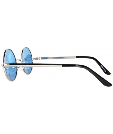 Round Round Retro Small Circle Tint & Mirror Colored Lens 43-55 mm Sunglasses Metal - Round_43mm_blue_silver - CO183XG03X9 $1...