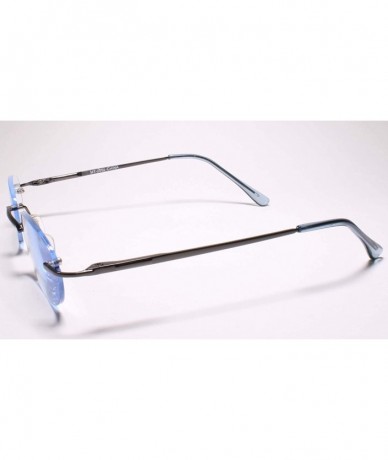 Oval Womens Mens Oval Blue Tinted Lens Rimless 2.00 Reading Sun Glasses - MODEL2070 - CM193HQHYYU $31.34