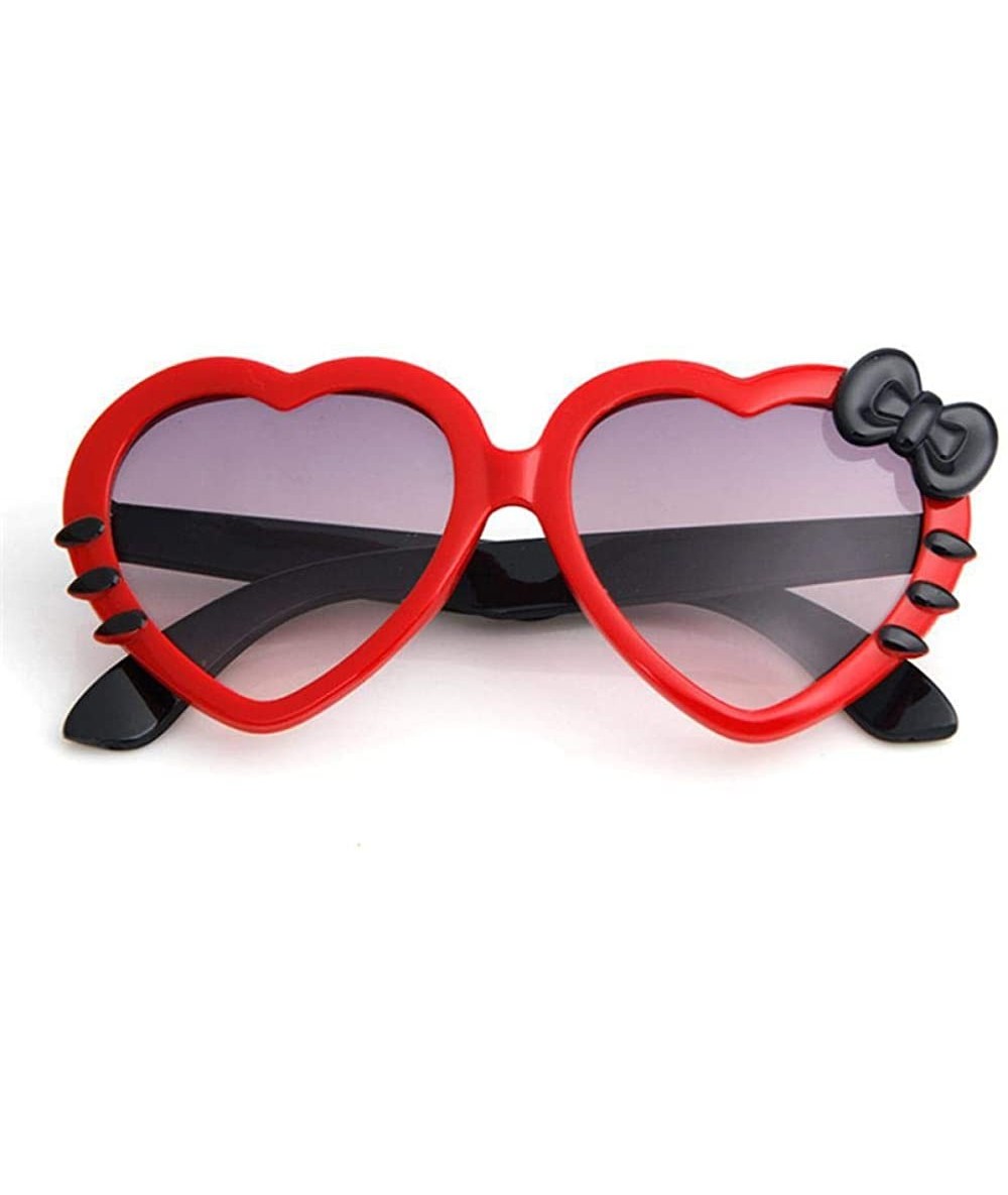 Aviator 2019 Fashion Summer Cartoon Cute Heart Bow Cat Sunglasses Glasses Pink - Red - CY18YKUMX2C $17.52