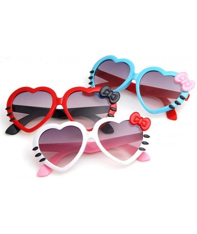 Aviator 2019 Fashion Summer Cartoon Cute Heart Bow Cat Sunglasses Glasses Pink - Red - CY18YKUMX2C $17.52