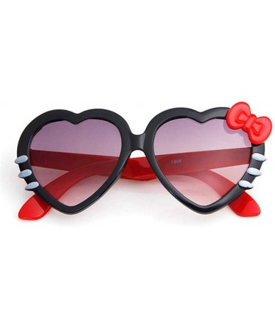 Aviator 2019 Fashion Summer Cartoon Cute Heart Bow Cat Sunglasses Glasses Pink - Red - CY18YKUMX2C $17.52