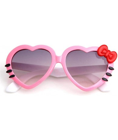 Aviator 2019 Fashion Summer Cartoon Cute Heart Bow Cat Sunglasses Glasses Pink - Red - CY18YKUMX2C $17.52