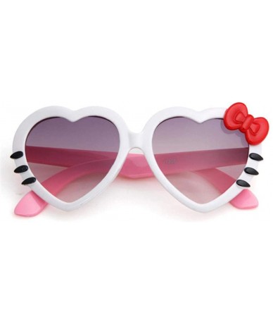 Aviator 2019 Fashion Summer Cartoon Cute Heart Bow Cat Sunglasses Glasses Pink - Red - CY18YKUMX2C $17.52