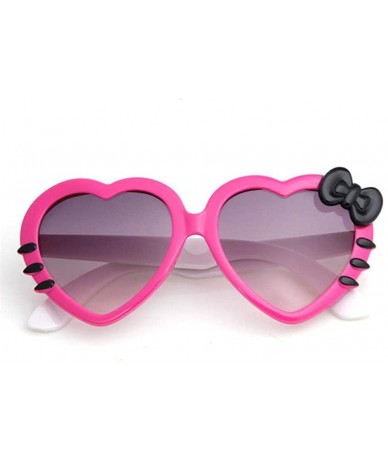 Aviator 2019 Fashion Summer Cartoon Cute Heart Bow Cat Sunglasses Glasses Pink - Red - CY18YKUMX2C $17.52