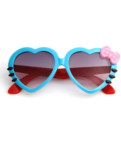 Aviator 2019 Fashion Summer Cartoon Cute Heart Bow Cat Sunglasses Glasses Pink - Red - CY18YKUMX2C $17.52