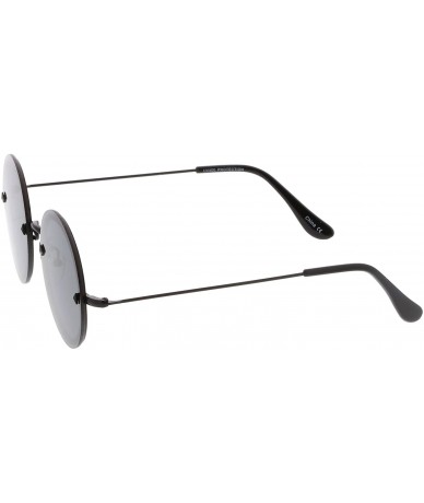 Oval Rimless Metal Pyramid Rivets Ultra Slim Arms Flat Lens Round Sunglasses 55mm - Black / Smoke - CG183CCH9Q7 $19.14