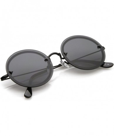 Oval Rimless Metal Pyramid Rivets Ultra Slim Arms Flat Lens Round Sunglasses 55mm - Black / Smoke - CG183CCH9Q7 $19.14