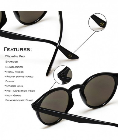 Oval Classic Small Round Retro Sunglasses - Black Frame / Mirror Red - CJ12GO6D0Z7 $47.87