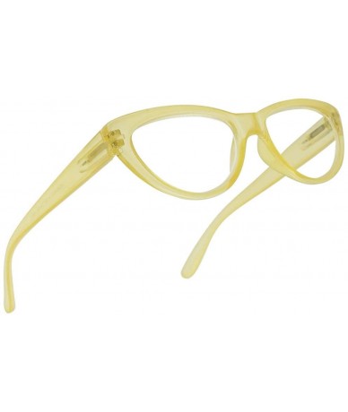 Oversized Small and Narrow Candy Colored Chic Cat Eyes Reading Readers Glasses with Spring Hinge (Yellow - 2.00) - Yellow - C...