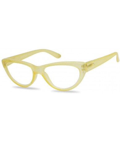 Oversized Small and Narrow Candy Colored Chic Cat Eyes Reading Readers Glasses with Spring Hinge (Yellow - 2.00) - Yellow - C...