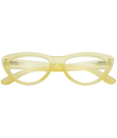 Oversized Small and Narrow Candy Colored Chic Cat Eyes Reading Readers Glasses with Spring Hinge (Yellow - 2.00) - Yellow - C...