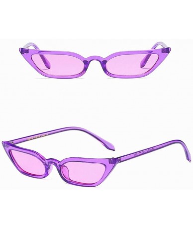 Oversized Sunglasses for Women Cat Eye Vintage Sunglasses Retro Small Sunglasses Punk Eyewear - Purple - C018QMX7IL8 $14.45