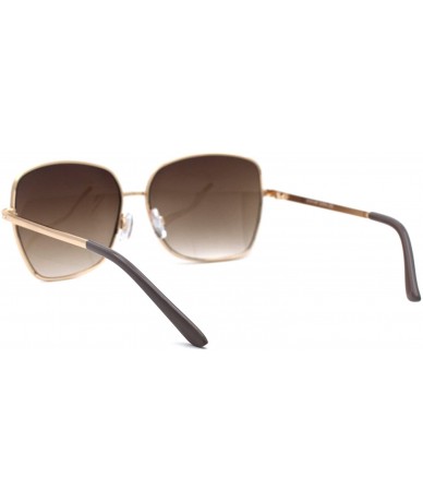 Rectangular Womens Rectangular Metal Rim Butterfly Chic Sunglasses - Gold Grey Gradient Brown - CH18W8202Y9 $22.93