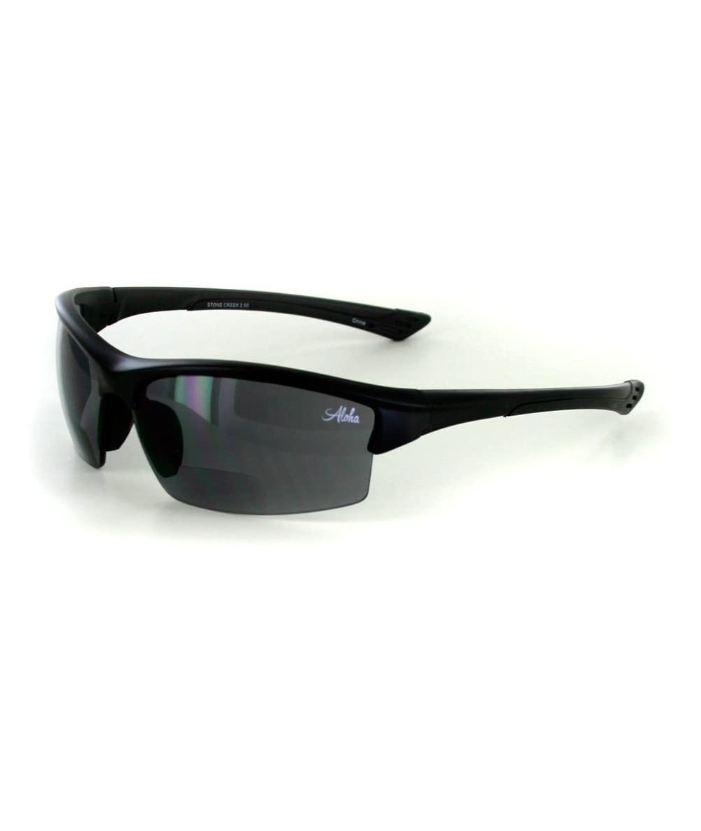 Sport "Stone Creek MX1" Men's Wrap-Around Bifocal Reading Sports Sunglasses (Black w/Smoke +1.50) - CV11609XT5F $51.99