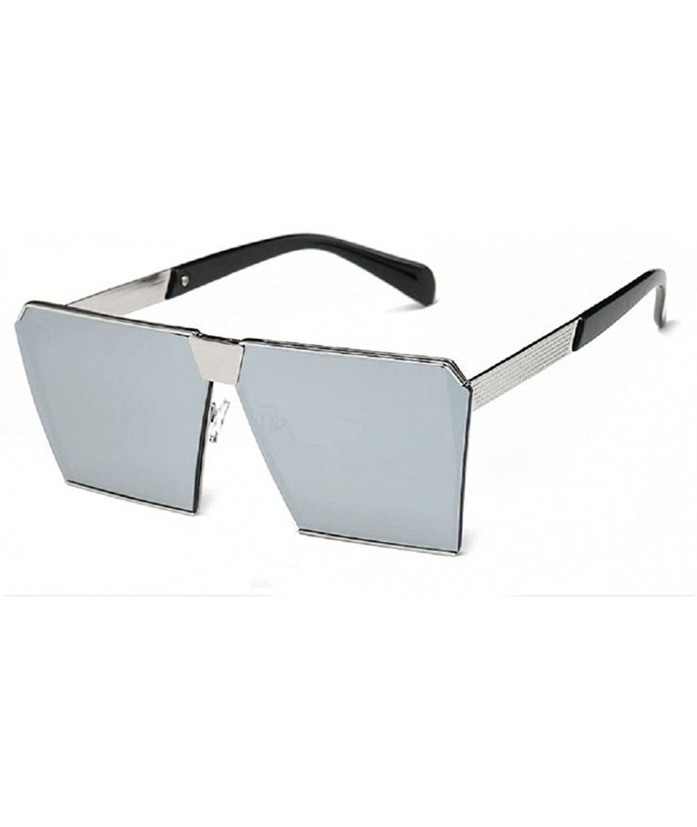 Oversized Women Men Sunglasses Oversized Retro Square Glasses Metal Frame - Silver - CB18CRSSTK5 $18.04