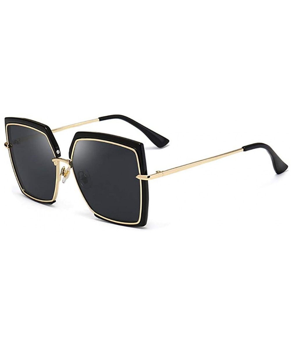 Rectangular New ladies sunglasses Cats eye personality Square sunglasses - Gold - CQ18KIRR4E5 $31.02