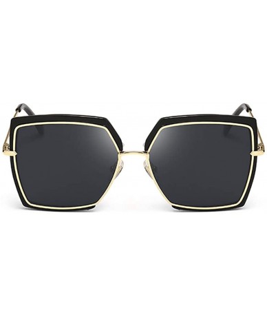 Rectangular New ladies sunglasses Cats eye personality Square sunglasses - Gold - CQ18KIRR4E5 $31.02