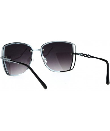 Butterfly Womens Butterfly Rimless Jewel Arm Squared Metal Sunglasses - Silver Smoke - C517X6SN3TO $23.99