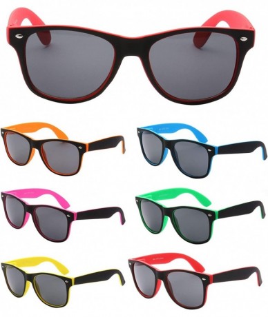 Wayfarer Wholesale 80'S Retro Style Bulk Lot Promotional Unisex Sunglasses - 12 Pack - Sft2-black(color Temple) - CB18YKS037G...