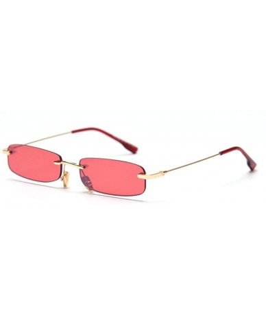 Rectangular 2020 Retro Small Frameless Square Candy Color Sunglasses Fashion Lady Fashion Designer Rectangular Frame - Red - ...