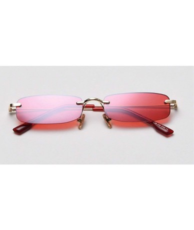 Rectangular 2020 Retro Small Frameless Square Candy Color Sunglasses Fashion Lady Fashion Designer Rectangular Frame - Red - ...