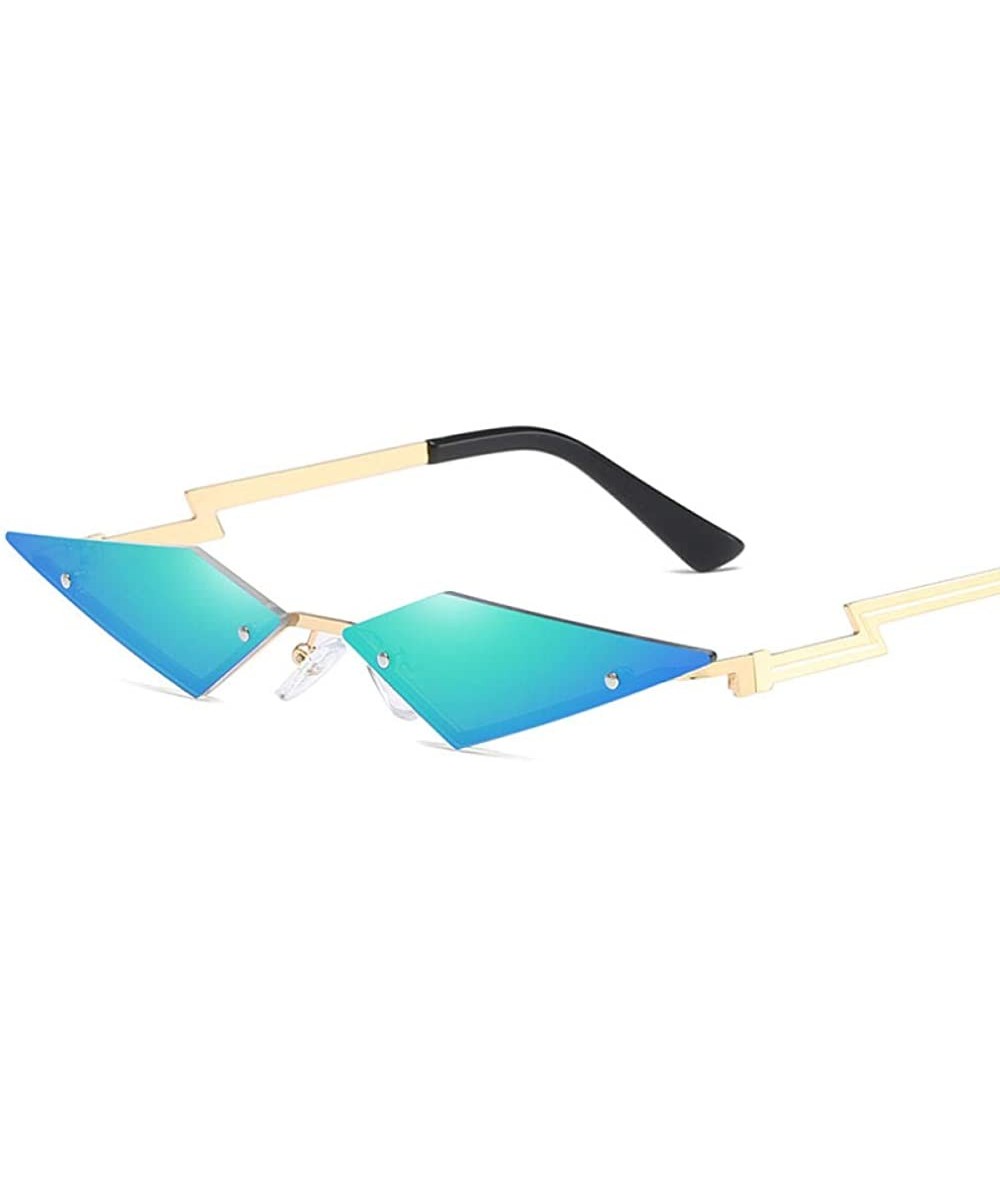 Sport Metal Frame Cat Eye Sunglasses Women/Men Brand Female Vintage Mirror Sun Glasses Ladies Trending Triangle Eyewear - C11...