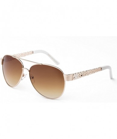 Aviator "Spring" Pilot Style Flower Designs Fashion Sunglasses - 2 Pack- Gold/White & Black - CQ18GQ53HQ9 $28.79