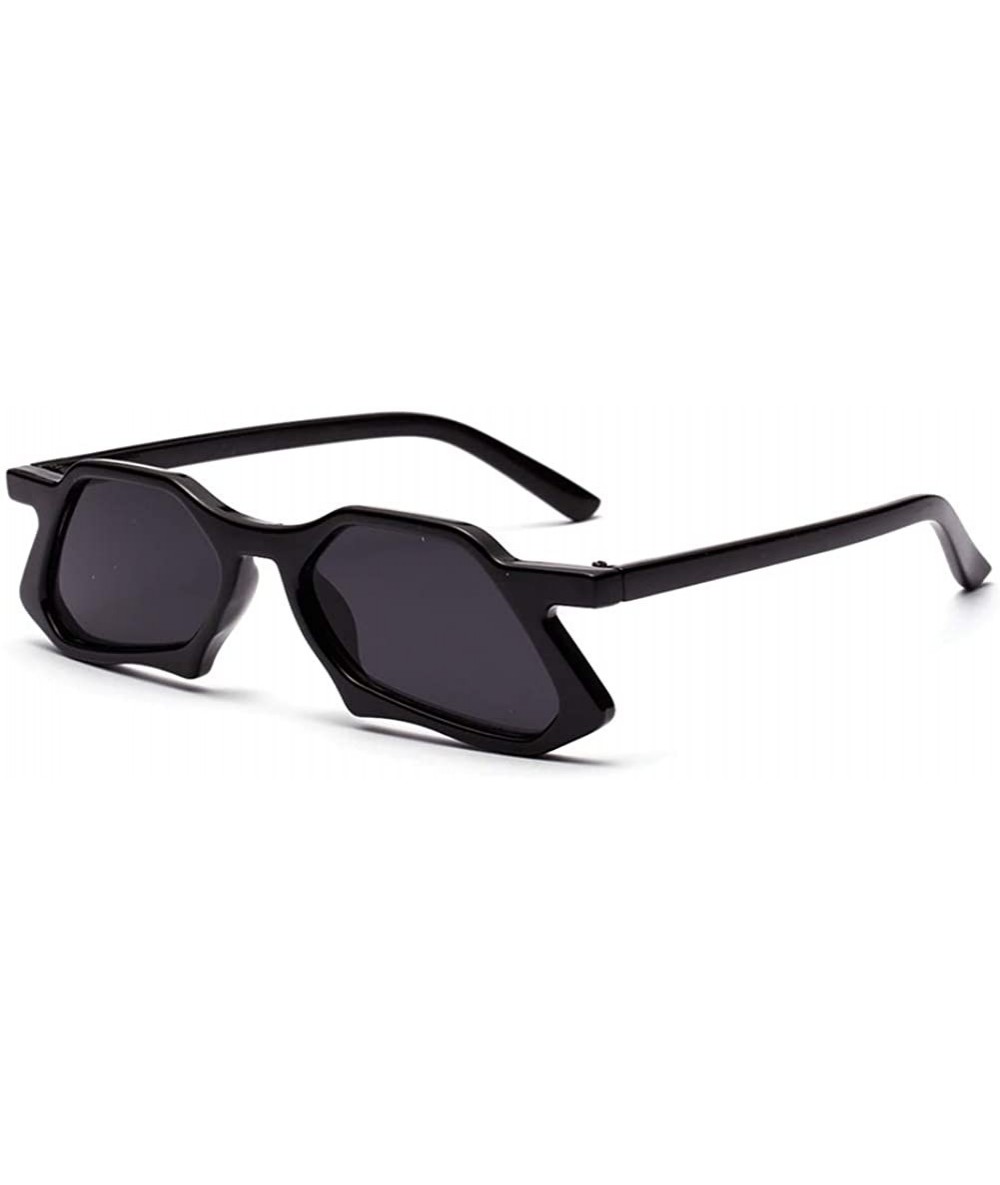 Square Vintage Polygon Sunglasses Men High Fashion Sun Glasses for Ladies Unisex Gift - Full Black - CK18HDYQZOO $19.88