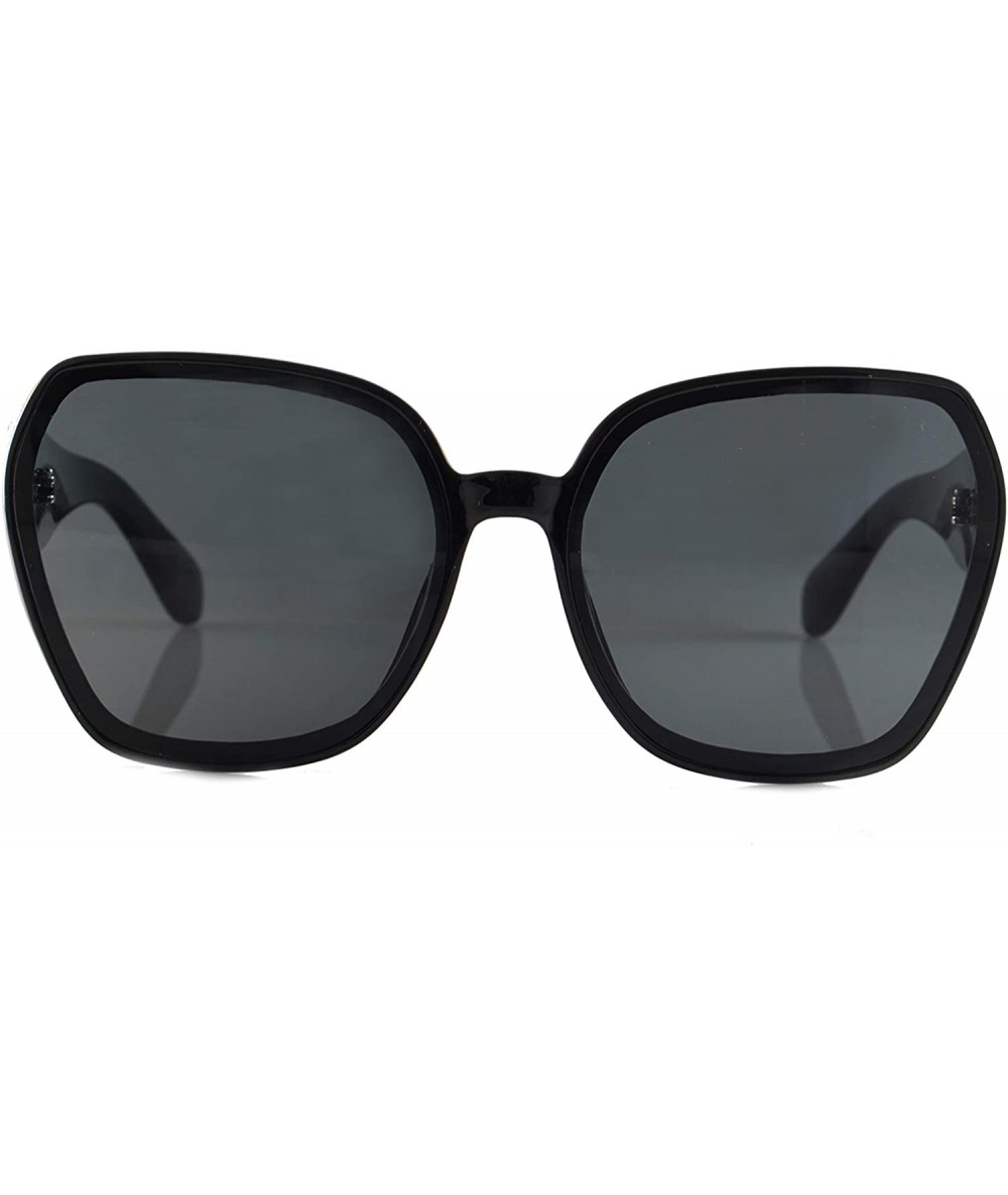 Oversized Oversize Retro Street Style Thick Frame Unique Hexagon Sunglasses A257 - Black Black - C318O5EE2MM $19.53