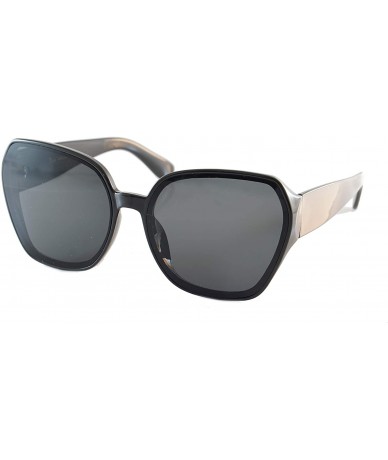 Oversized Oversize Retro Street Style Thick Frame Unique Hexagon Sunglasses A257 - Black Black - C318O5EE2MM $19.53