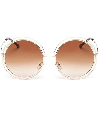 Oversized The Classic Retro over Oversized Round Circle Stainless Steel Frame Mirror Sunglasses for Women Ladies - CC193Q3AKC...