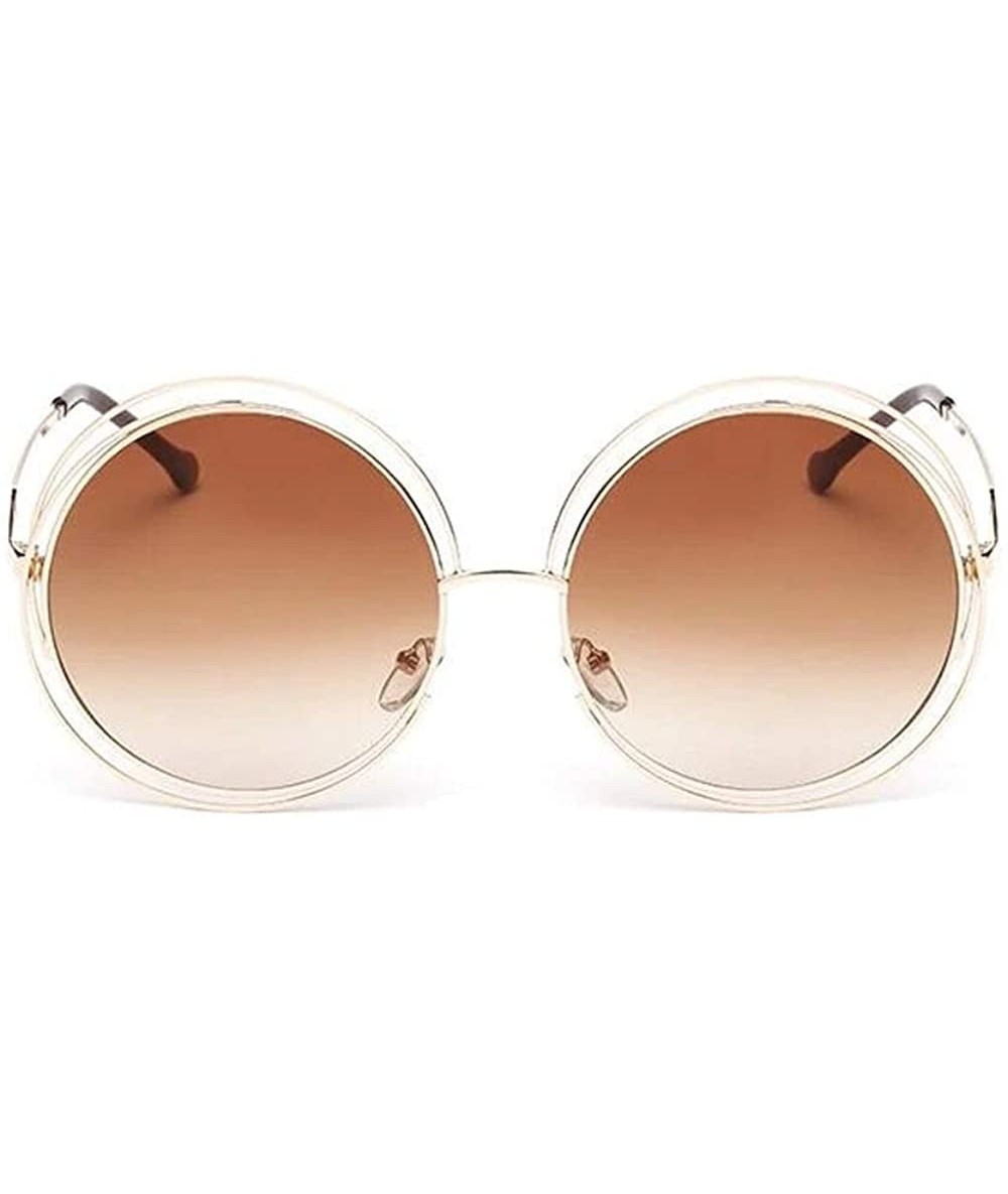 Oversized The Classic Retro over Oversized Round Circle Stainless Steel Frame Mirror Sunglasses for Women Ladies - CC193Q3AKC...